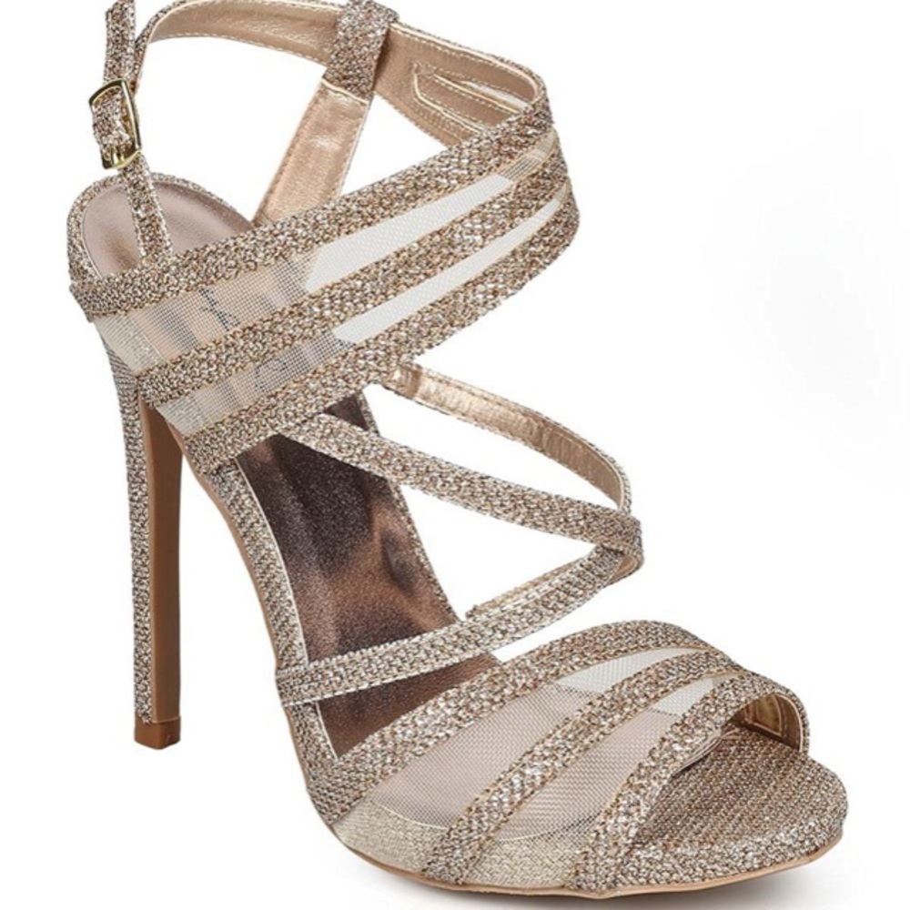Qupid strappy gold heels